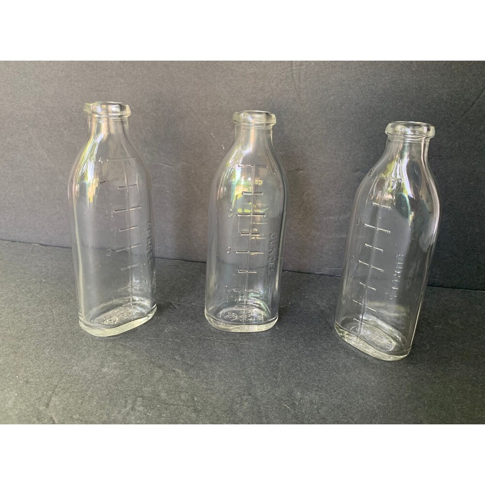 Three Vintage/Antique 4 oz Medicine Bottles  - 5 5/8” x 2” x 1”